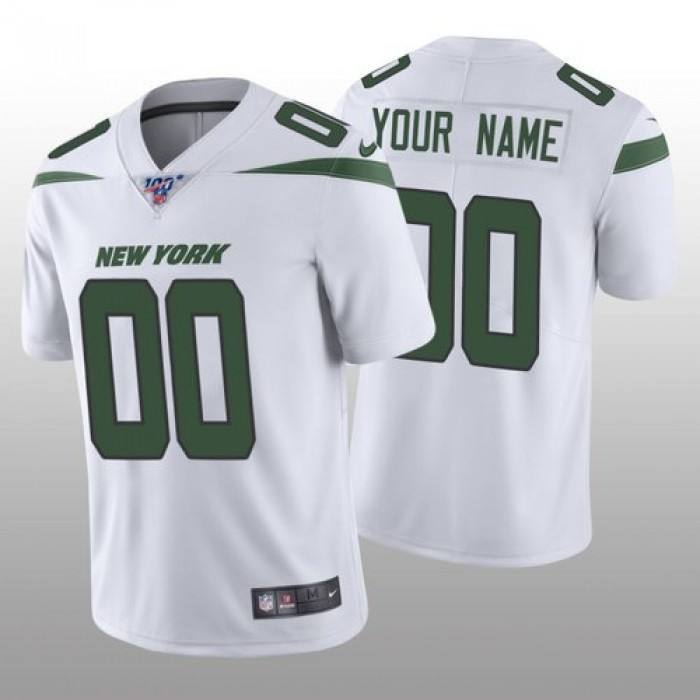 Men's New York Jets Custom White Vapor Limited 100th Season Jersey