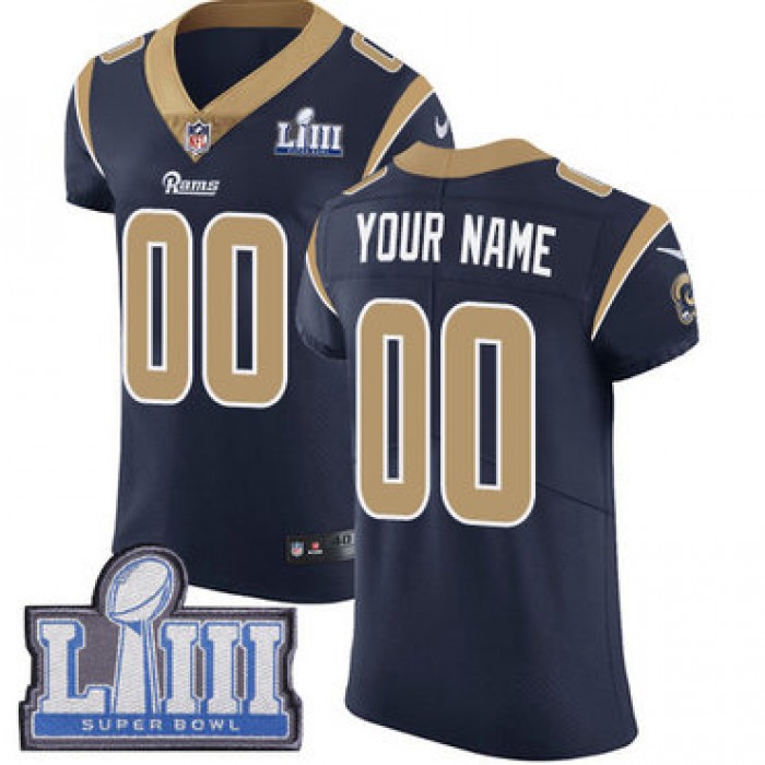 Men's Customized Los Angeles Rams Vapor Untouchable Super Bowl LIII Bound Elite Navy Blue Nike NFL Home Jersey