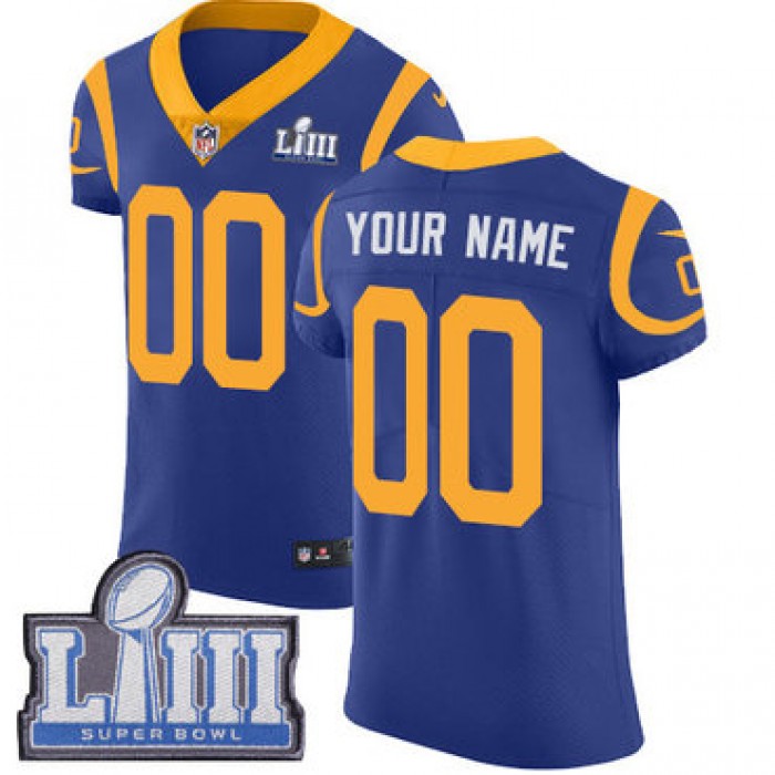 Men's Customized Los Angeles Rams Vapor Untouchable Super Bowl LIII Bound Elite Royal Blue Nike NFL Alternate Jersey