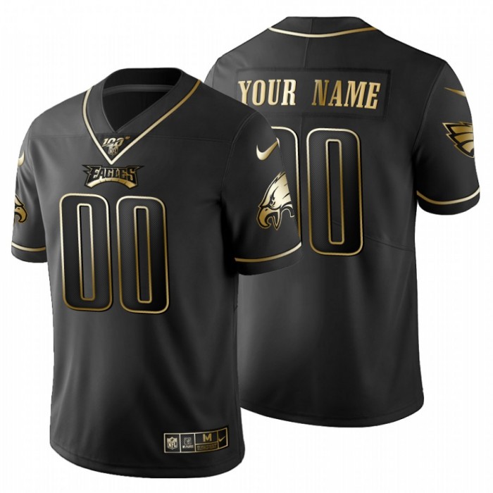 Philadelphia Eagles Custom Men's Nike Black Golden Limited NFL 100 Jersey