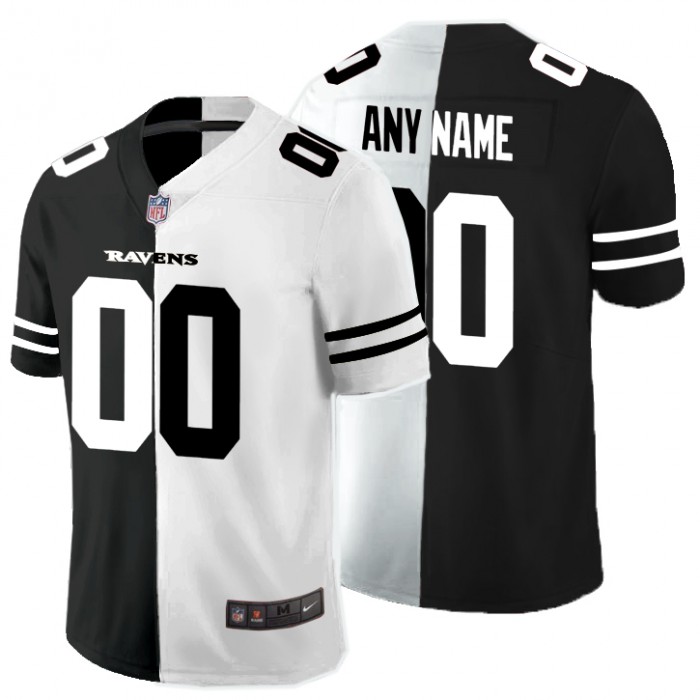 Nike Baltimore Ravens Customized Black And White Split Vapor Untouchable Limited Jersey