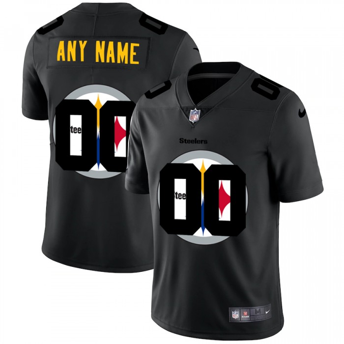 Pittsburgh Steelers Custom Men's Nike Team Logo Dual Overlap Limited NFL Jersey Black
