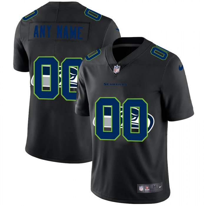 Seattle Seahawks Custom Men's Nike Team Logo Dual Overlap Limited NFL Jersey Black