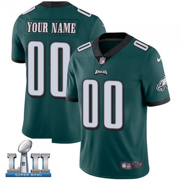 Custom Men's Nike Eagles Midnight Green Team Color Super Bowl LII Stitched NFL Vapor Untouchable Limited Jersey