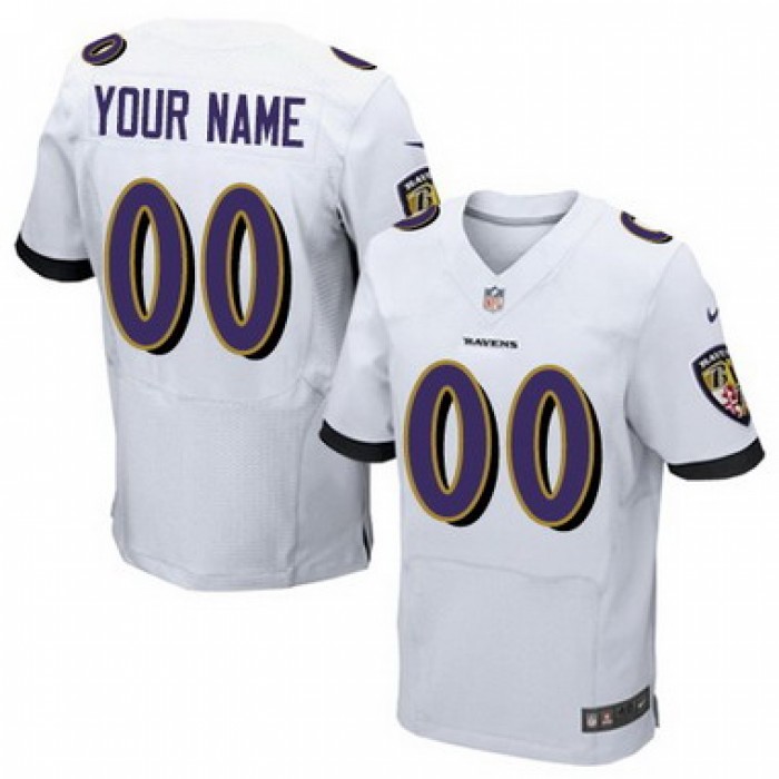 Men's Nike Baltimore Ravens Customized 2013 White Elite Jersey