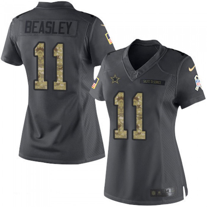 Women's Dallas Cowboys #11 Cole Beasley Black Anthracite 2016 Salute To Service Stitched NFL Nike Limited Jersey