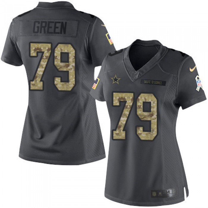 Women's Dallas Cowboys #79 Chaz Green Black Anthracite 2016 Salute To Service Stitched NFL Nike Limited Jersey