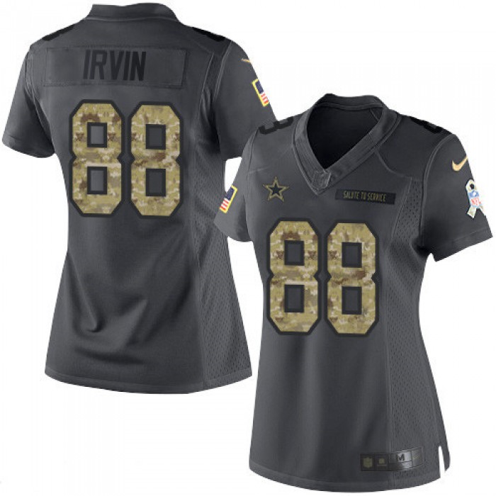 Women's Dallas Cowboys #88 Michael Irvin Black Anthracite 2016 Salute To Service Stitched NFL Nike Limited Jersey