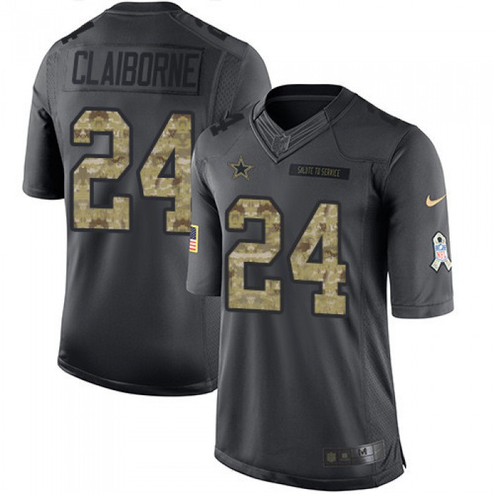 Men's Dallas Cowboys #24 Morris Claiborne Black Anthracite 2016 Salute To Service Stitched NFL Nike Limited Jersey