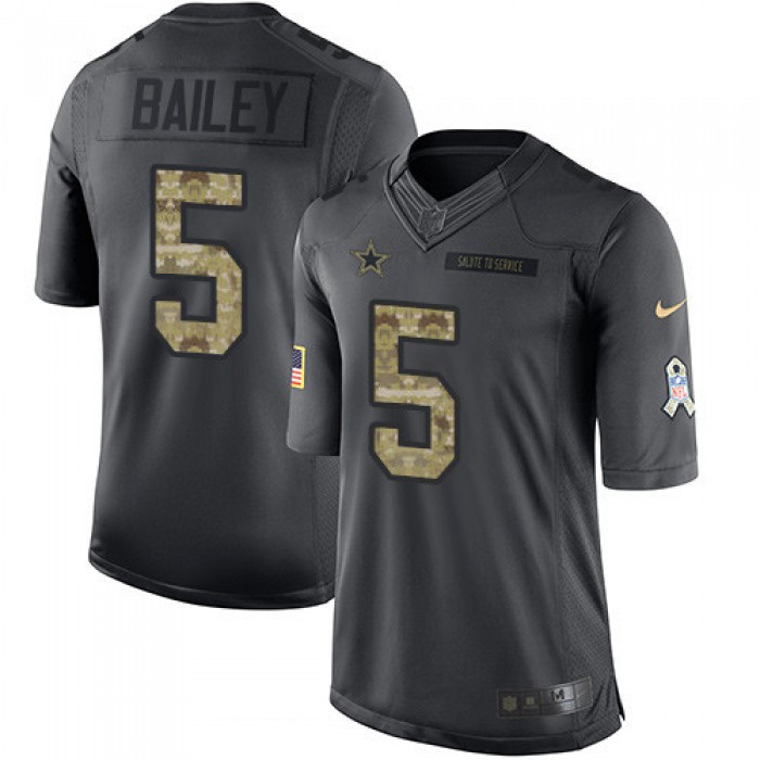 Men's Dallas Cowboys #5 Dan Bailey Black Anthracite 2016 Salute To Service Stitched NFL Nike Limited Jersey