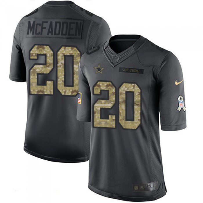 Men's Dallas Cowboys #20 Darren McFadden Black Anthracite 2016 Salute To Service Stitched NFL Nike Limited Jersey