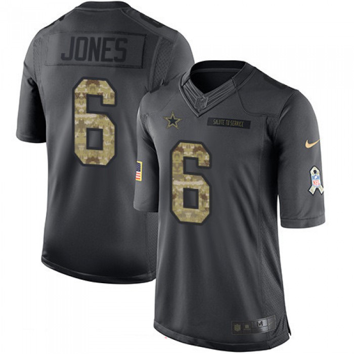 Men's Dallas Cowboys #6 Chris Jones Black Anthracite 2016 Salute To Service Stitched NFL Nike Limited Jersey