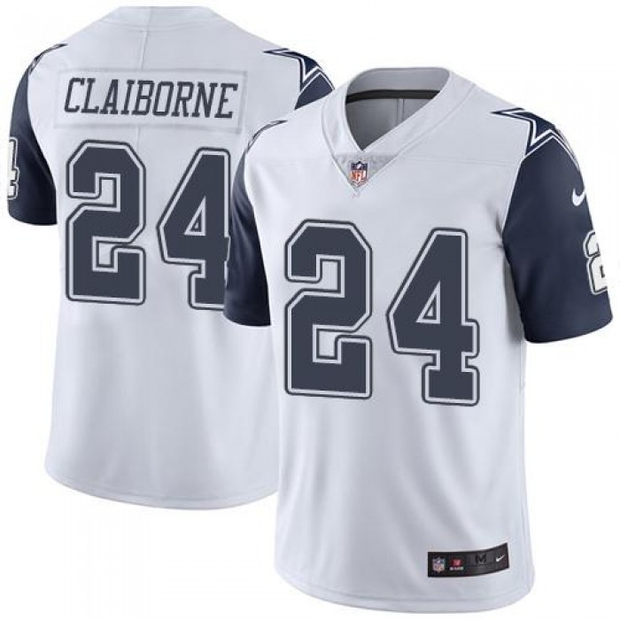 Nike Cowboys #24 Morris Claiborne White Men's Stitched NFL Limited Rush Jersey
