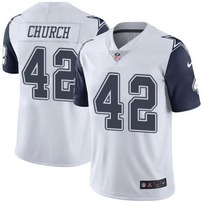 Nike Cowboys #42 Barry Church White Men's Stitched NFL Limited Rush Jersey