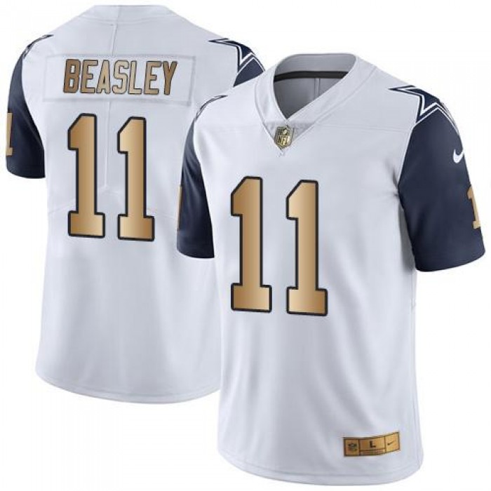 Nike Cowboys #11 Cole Beasley White Men's Stitched NFL Limited Gold Rush Jersey
