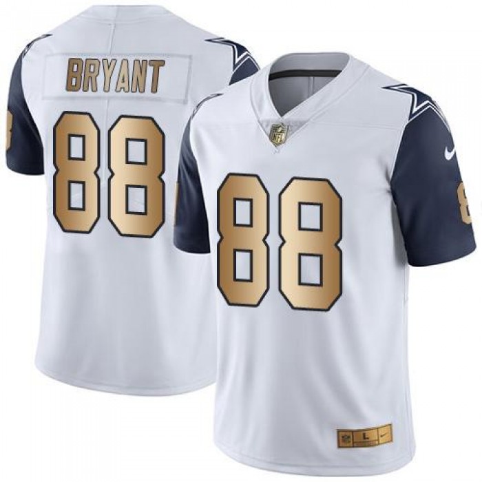 Nike Cowboys #88 Dez Bryant White Men's Stitched NFL Limited Gold Rush Jersey