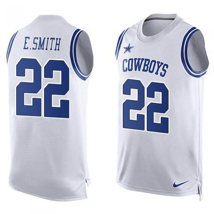 Men's Dallas Cowboys #22 E.Smith White Hot Pressing Player Name & Number Nike NFL Tank Top
