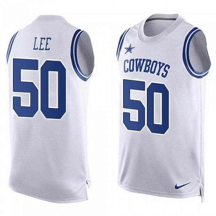 Men's Dallas Cowboys #50 Sean Lee White Hot Pressing Player Name & Number Nike NFL Tank Top