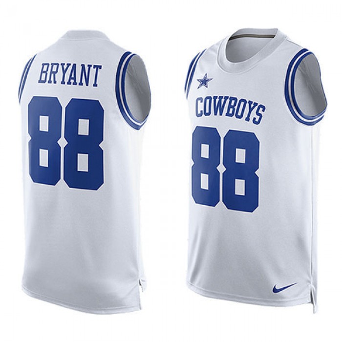 Men's Dallas Cowboys #88 Dez Bryant White Hot Pressing Player Name & Number Nike NFL Tank Top
