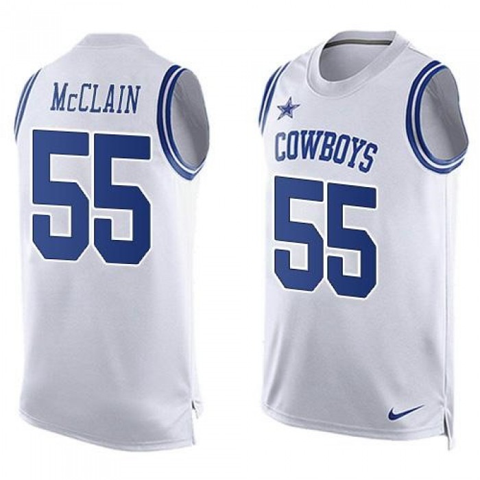 Men's Dallas Cowboys #55 Rolando McClain White Hot Pressing Player Name & Number Nike NFL Tank Top