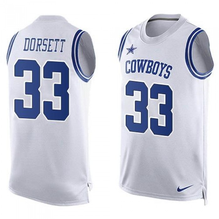 Men's Dallas Cowboys 33 Tony Dorsett Nike White Printed Player Name & Number Tank Top