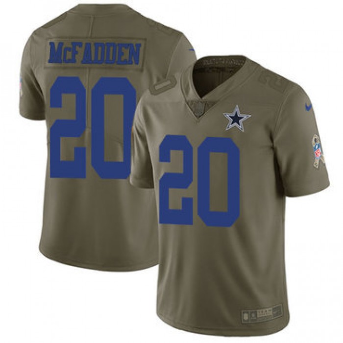 Nike Dallas Cowboys #20 Darren McFadden Olive Men's Stitched NFL Limited 2017 Salute To Service Jersey