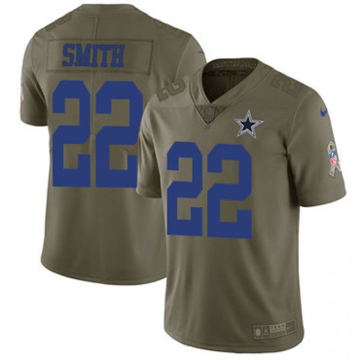 Nike Dallas Cowboys #22 Emmitt Smith Olive Men's Stitched NFL Limited 2017 Salute To Service Jersey