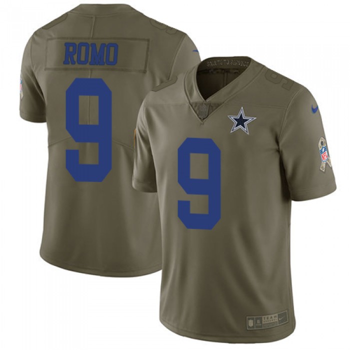 Nike Dallas Cowboys #9 Tony Romo Olive Men's Stitched NFL Limited 2017 Salute To Service Jersey