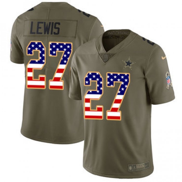 Nike Cowboys #27 Jourdan Lewis Olive Men's USA Flag 2017 Salute to Service NFL Limited Jersey