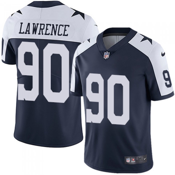 Nike Dallas Cowboys #90 Demarcus Lawrence Navy Blue Thanksgiving Men's Stitched NFL Vapor Untouchable Limited Throwback Jersey