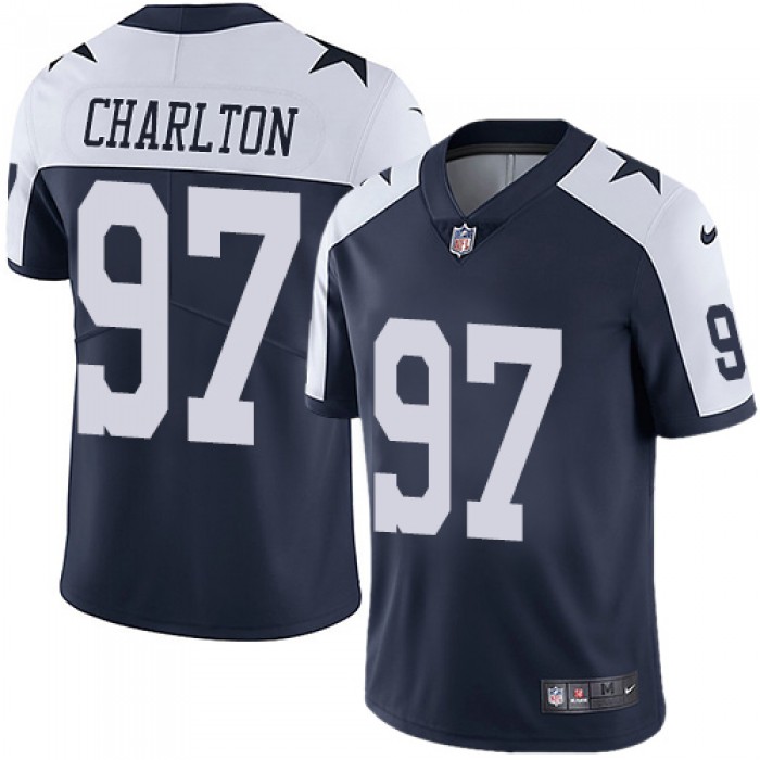 Nike Dallas Cowboys #97 Taco Charlton Navy Blue Thanksgiving Men's Stitched NFL Vapor Untouchable Limited Throwback Jersey