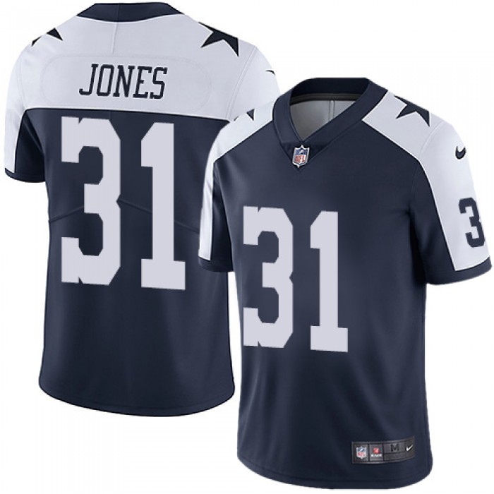 Nike Dallas Cowboys #31 Byron Jones Navy Blue Thanksgiving Men's Stitched NFL Vapor Untouchable Limited Throwback Jersey