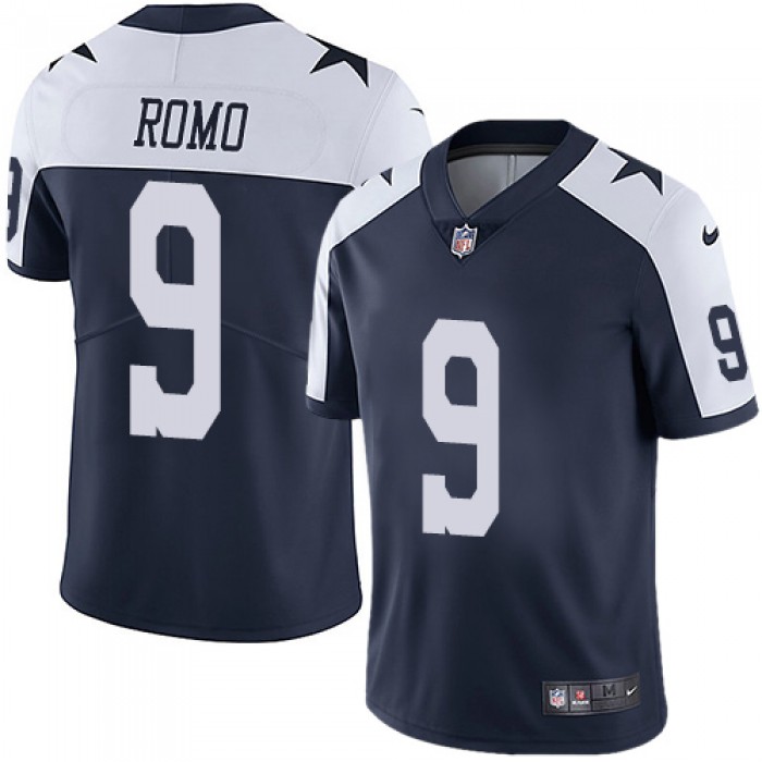 Nike Dallas Cowboys #9 Tony Romo Navy Blue Thanksgiving Men's Stitched NFL Vapor Untouchable Limited Throwback Jersey