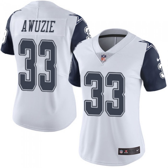 Women's Nike Cowboys #33 Chidobe Awuzie White Stitched NFL Limited Rush Jersey