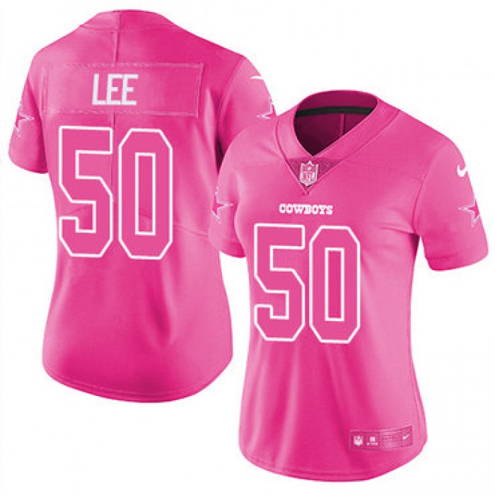 Nike Cowboys #50 Sean Lee Pink Women's Stitched NFL Limited Rush Fashion Jersey