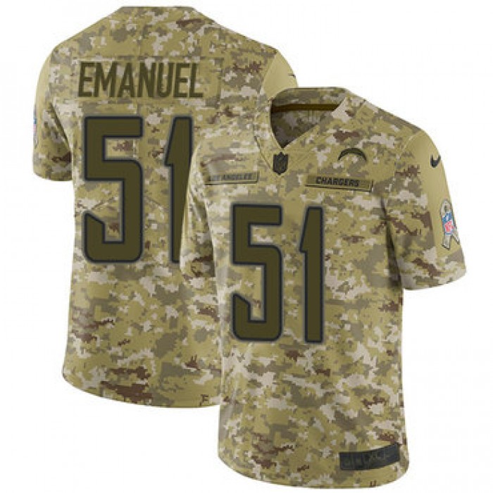 Nike Chargers #51 Kyle Emanuel Camo Men's Stitched NFL Limited 2018 Salute To Service Jersey