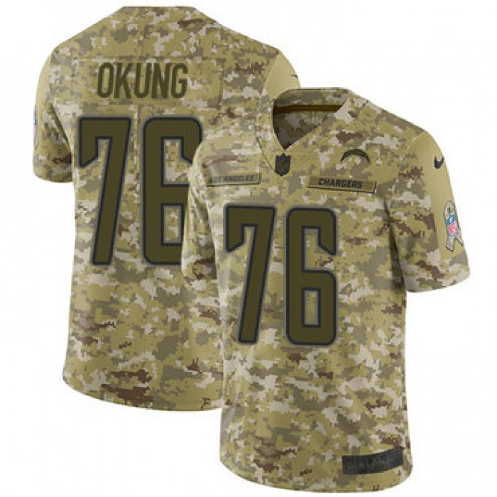 Nike Chargers #76 Russell Okung Camo Men's Stitched NFL Limited 2018 Salute To Service Jersey