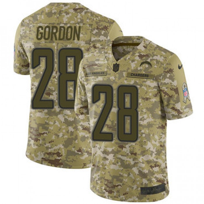 Nike Chargers #28 Melvin Gordon Camo Men's Stitched NFL Limited 2018 Salute To Service Jersey