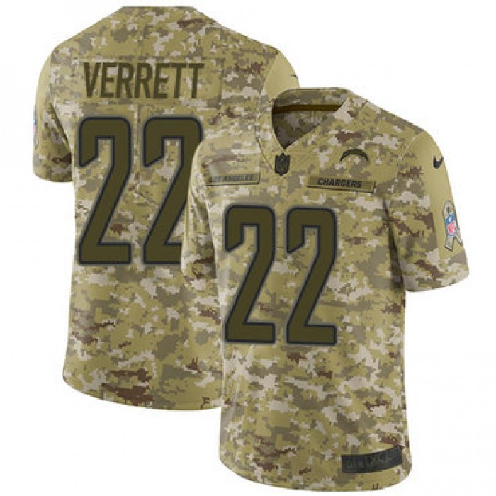 Nike Chargers #22 Jason Verrett Camo Men's Stitched NFL Limited 2018 Salute To Service Jersey