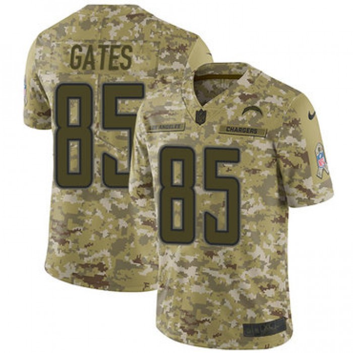 Nike Chargers #85 Antonio Gates Camo Men's Stitched NFL Limited 2018 Salute To Service Jersey