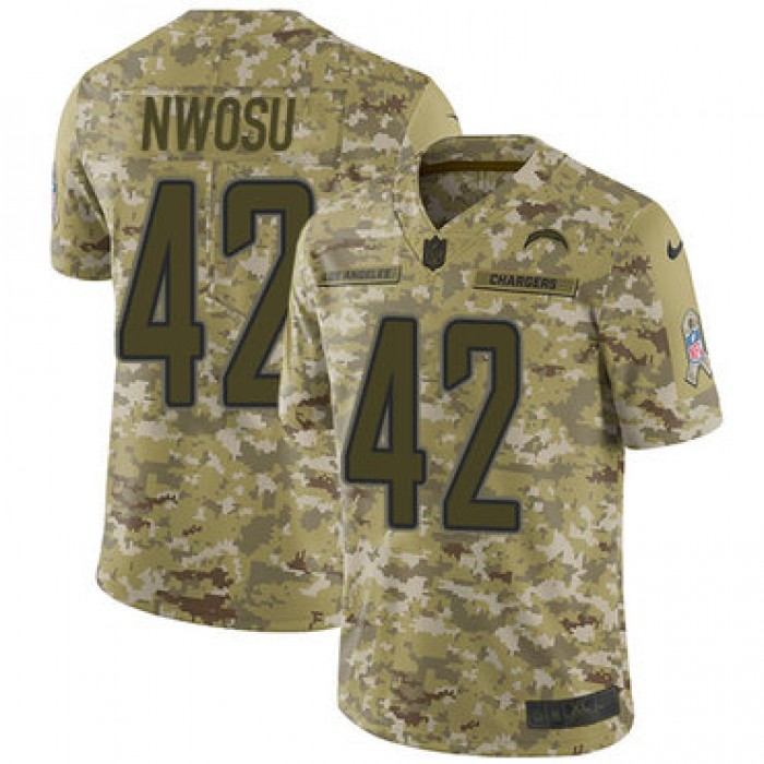 Nike Chargers #42 Uchenna Nwosu Camo Men's Stitched NFL Limited 2018 Salute To Service Jersey