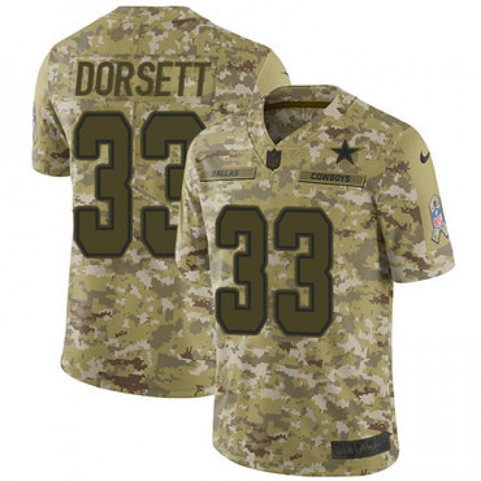 Nike Cowboys #33 Tony Dorsett Camo Men's Stitched NFL Limited 2018 Salute To Service Jersey