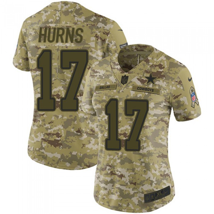 Nike Cowboys #17 Allen Hurns Camo Women's Stitched NFL Limited 2018 Salute to Service Jersey
