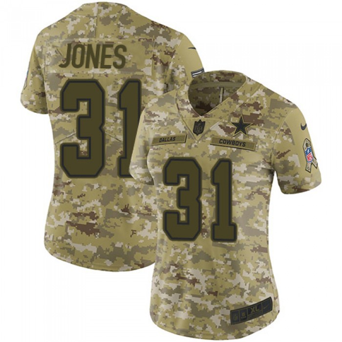 Nike Cowboys #31 Byron Jones Camo Women's Stitched NFL Limited 2018 Salute to Service Jersey