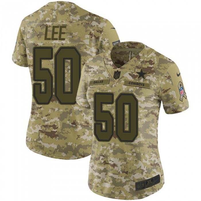 Nike Cowboys #50 Sean Lee Camo Women's Stitched NFL Limited 2018 Salute to Service Jersey