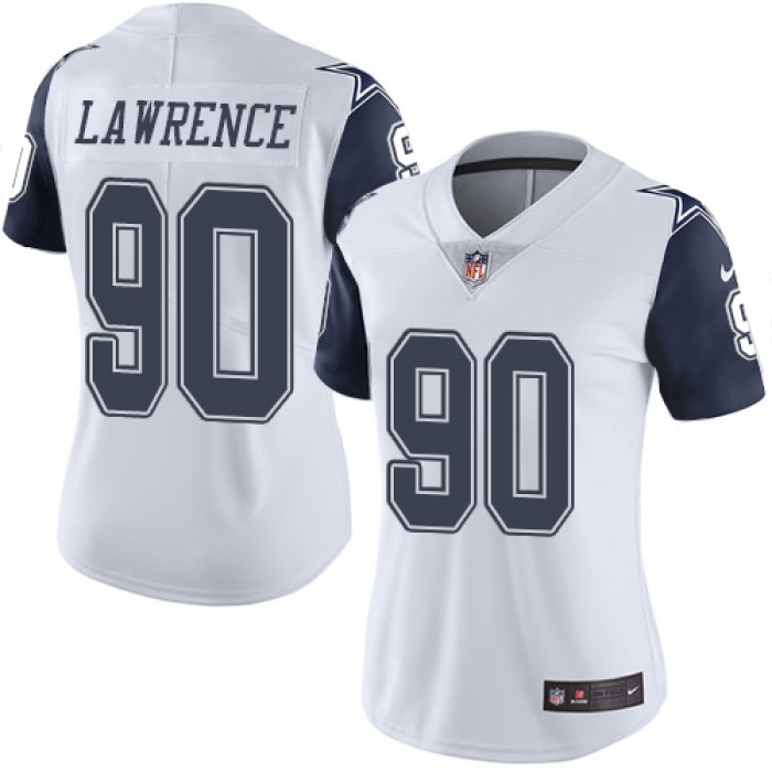 Women's Nike Dallas Cowboys #90 Demarcus Lawrence Limited White Rush Vapor Untouchable NFL Jersey