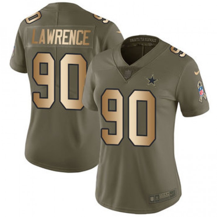 Women's Nike Dallas Cowboys #90 Demarcus Lawrence Limited Olive Gold 2017 Salute to Service NFL Jersey
