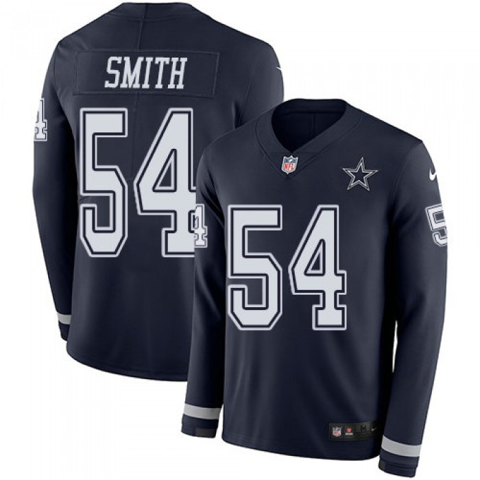 Nike Cowboys 54 Jaylon Smith Navy Blue Team Color Men's Stitched NFL Limited Therma Long Sleeve Jersey