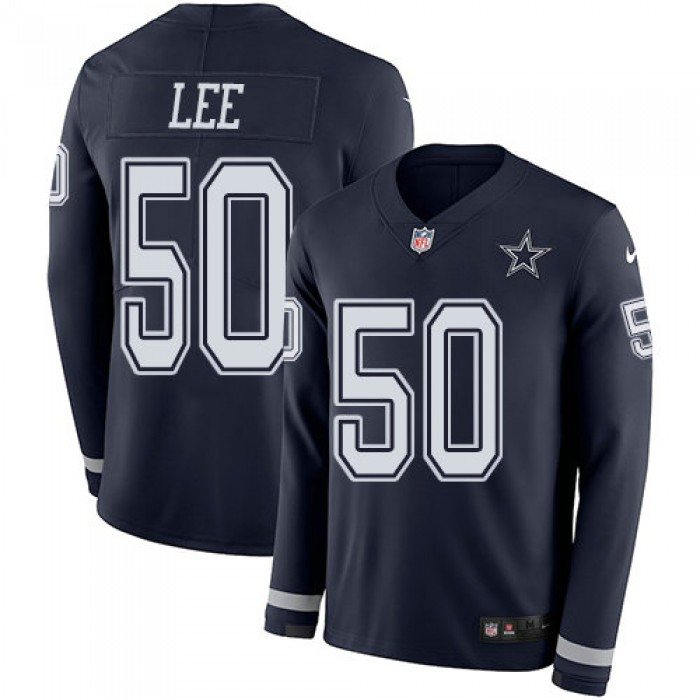 Nike Cowboys 50 Sean Lee Navy Blue Team Color Men's Stitched NFL Limited Therma Long Sleeve Jersey