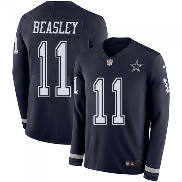 Nike Cowboys 11 Cole Beasley Navy Blue Team Color Men's Stitched NFL Limited Therma Long Sleeve Jersey